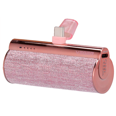 VEGER Mini Power bank con LED di ricarica - Capacità 5000mAh - Ingresso Porta USB-C - Uscita Porta USB-C