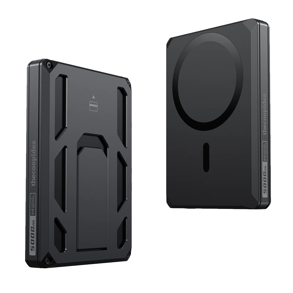 Power Bank con wallet magnético - Capacidad 5000mAh - Entrada USB-C - Salidas USB-C  e inalámbrica - Certificado con FindMy - Carga rápida | 2 dispositivos a la vez