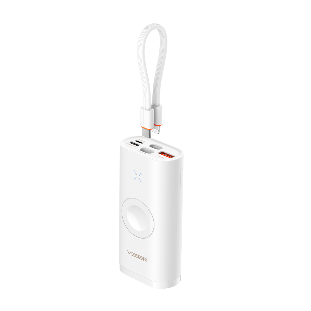 VEGER Mini Power bank con LED di ricarica - Capacità 10000mAh - Ingressi USB-C