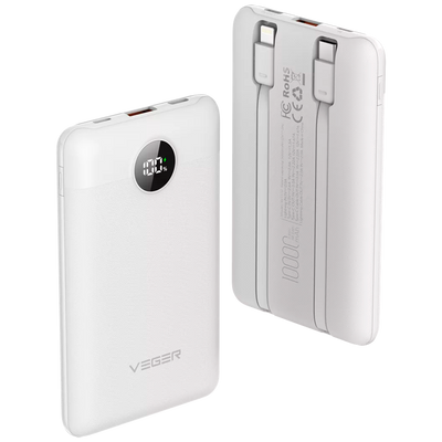 VEGER Power bank con display LCD - Capacità 10000mAh - Ingressi Lightning