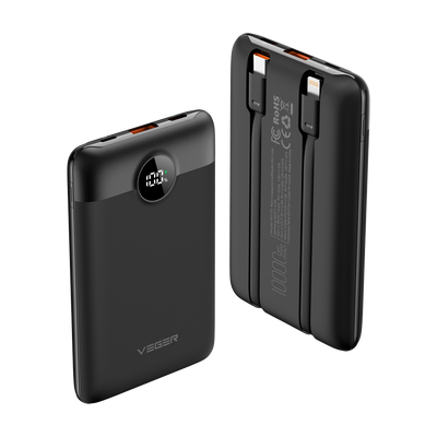 VEGER Power bank con display LCD - Capacità 10000mAh - Ingressi Lightning