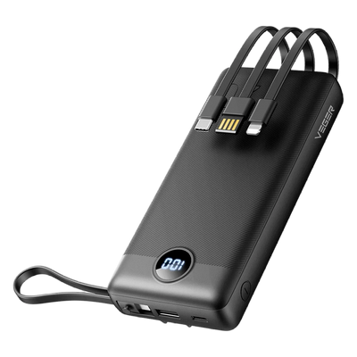 Veger Power Bank  - Capacidad 20000mAh - Entradas USB-C y Cable USB-A - Salidas USB-A y cables incluidos - Cables incluidos: USB-C