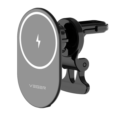 Caricabatterie wireless VEGER - Potenza 15W - Ingresso USB-C - Ricarica veloce - Uscita wireless - Per auto | Colore nero