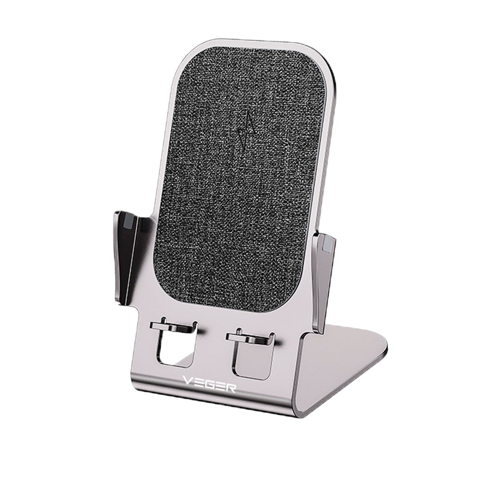 Caricabatterie wireless VEGER - Potenza 15W - Ingresso USB-C - Ricarica veloce  - Uscita wireless - Colore Argento