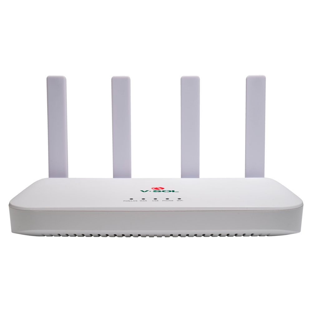 V-SOL Router ONT Wi-Fi 6 - 1X PON 1x LAN RJ45 2.5GE 3x LAN RJ45 GE 1x RJ11  - 802.11ax 2x2 dual band 2.4 e 5GHz  - Ideale per l'FTTH domestico e aziendale