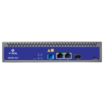V-SOL Single Pon Gpon OLT  - 2 Porte RJ45 10/100/1000 Mbps + 1 Porta SFP+ 1/10Gigabit - Fino a 128 ONT per dispositivo - Distanza di trasmissione fino a 20 km - Routing Layer 3 ( NAT