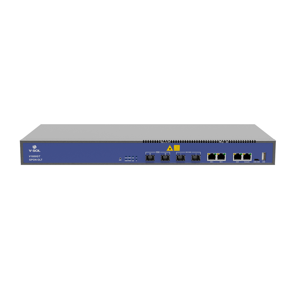 V-SOL 2 Puertos Pon Gpon OLT  - 2 Puertos RJ45 GE + 2 Puertos SFP+ ( GE/10GE ) - Hasta 128 ONT por equipo - Distancia de transmisión hasta 20 km - Enrutamiento Capa 3 ( NAT
