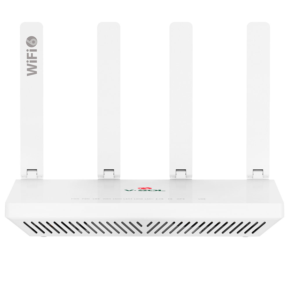 V-SOL Router ONT Wi-Fi 6 AX3000 - 1X PON  4x LAN RJ45 10/100/1000Mbps 1x USB3.0 - 802.11ac 2x2 dual band 2.4 e 5GHz  - Ideale per l'FTTH domestico e aziendale - Progettato per creare una rete Mesh completa