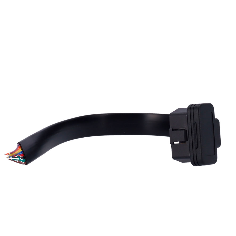 Cable OBD2 Macho - 16 pines - Longitud 30cm - Perfil bajo - Para soldar - Color negro