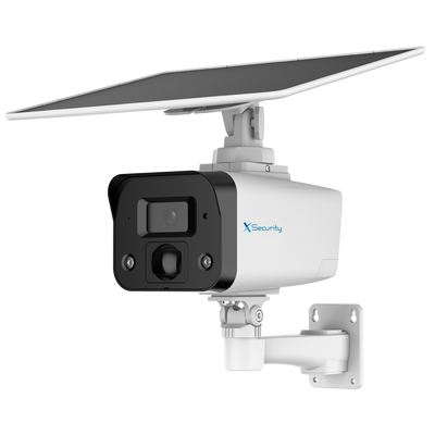 Cámara Bullet 4G AOV (Video 24/7) - 1/3&quot; Progressive Scan CMOS - 4MP | Lente 3.6 mm | DWDR | P2P - Incluye panel fotovoltaico para uso autónomo - Incluye batería de litio recargable - Impermeable IP67