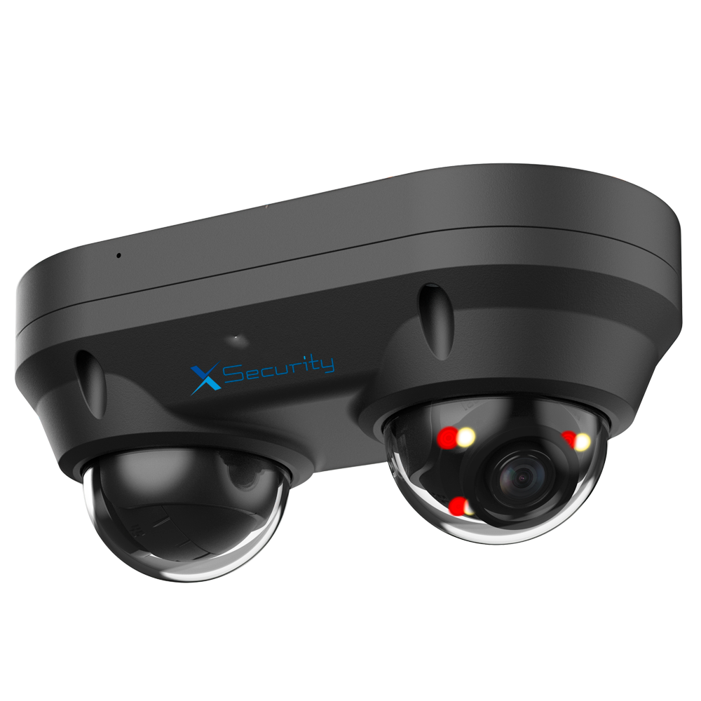 X-Security Telecamera IP Dome a doppia ottica - 2x 4 Megapixel (2560x1440) - 2x Ottica fissa 2.8mm - WDR 120dB | Dual Light(IR 30m e Luce Bianca 20m) - WizSense