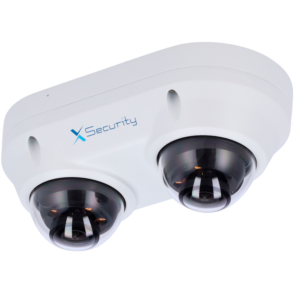 X-Security Telecamera IP Dome a doppia ottica - 2x 4 Megapixel (2560x1440) - 2x Ottica fissa 2.8mm - WDR 120dB | Dual Light(IR 30m e Luce Bianca 20m) - WizSense