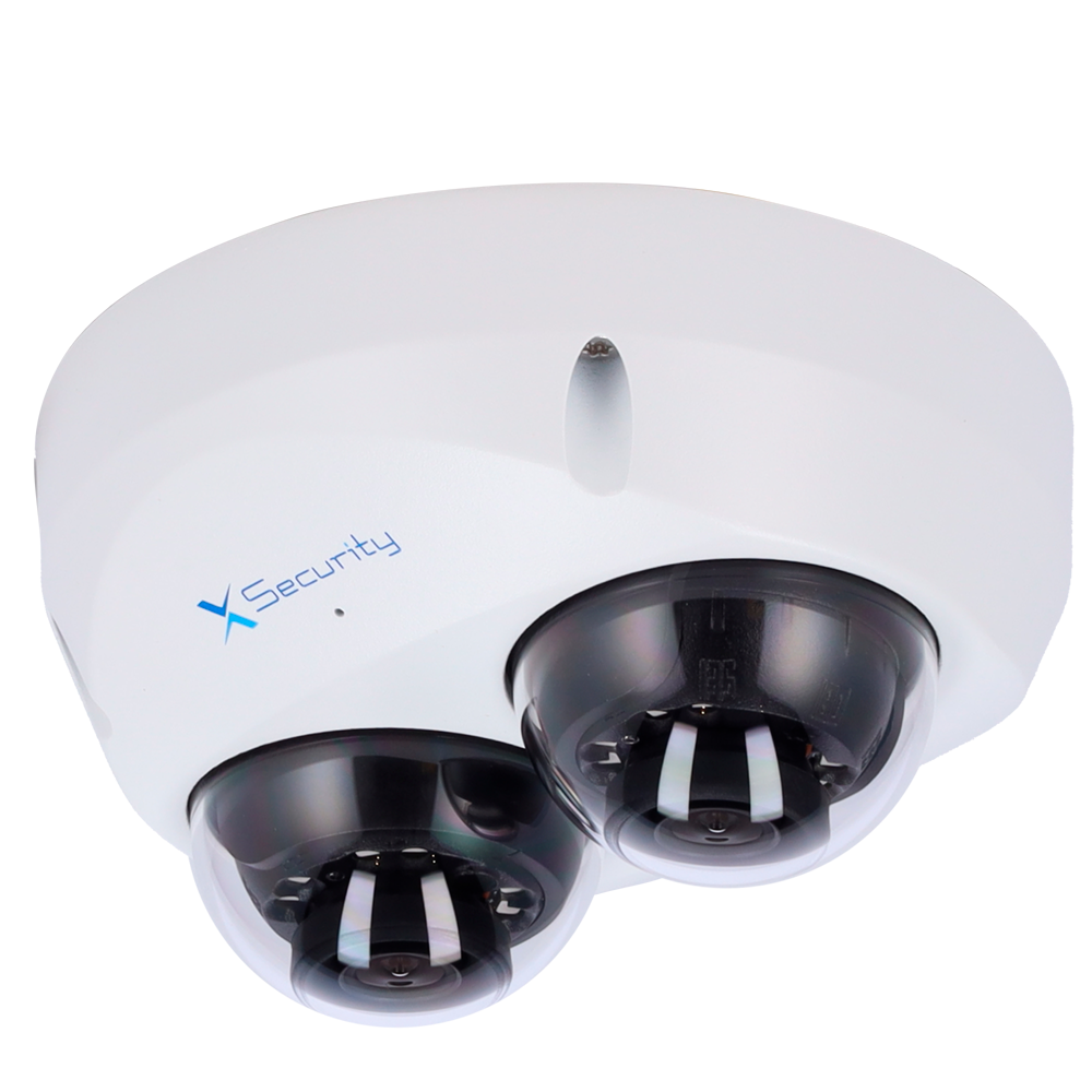 X-Security Telecamera IP Dome a doppia ottica - 2x 4 Megapixel (2560x1440) - Lente fissa 2.8mm - WDR 120dB | Dual Light(IR 60m e Luce Bianca 60m)
 - WizSense