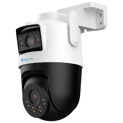 X-Security IP tandem Wi-Fi - Doppia Ottica (Panoramica 5Mpx + PT 5Mpx) - Ottica PT 6 mm | Ottica panoramica 2.8 mm - Dual Light 50 m | IVS | SMD - Microfono e altoparlante incorporati  | MicroSD | IP66 - AutoTracking | Sirena e flash con effetto deterrente