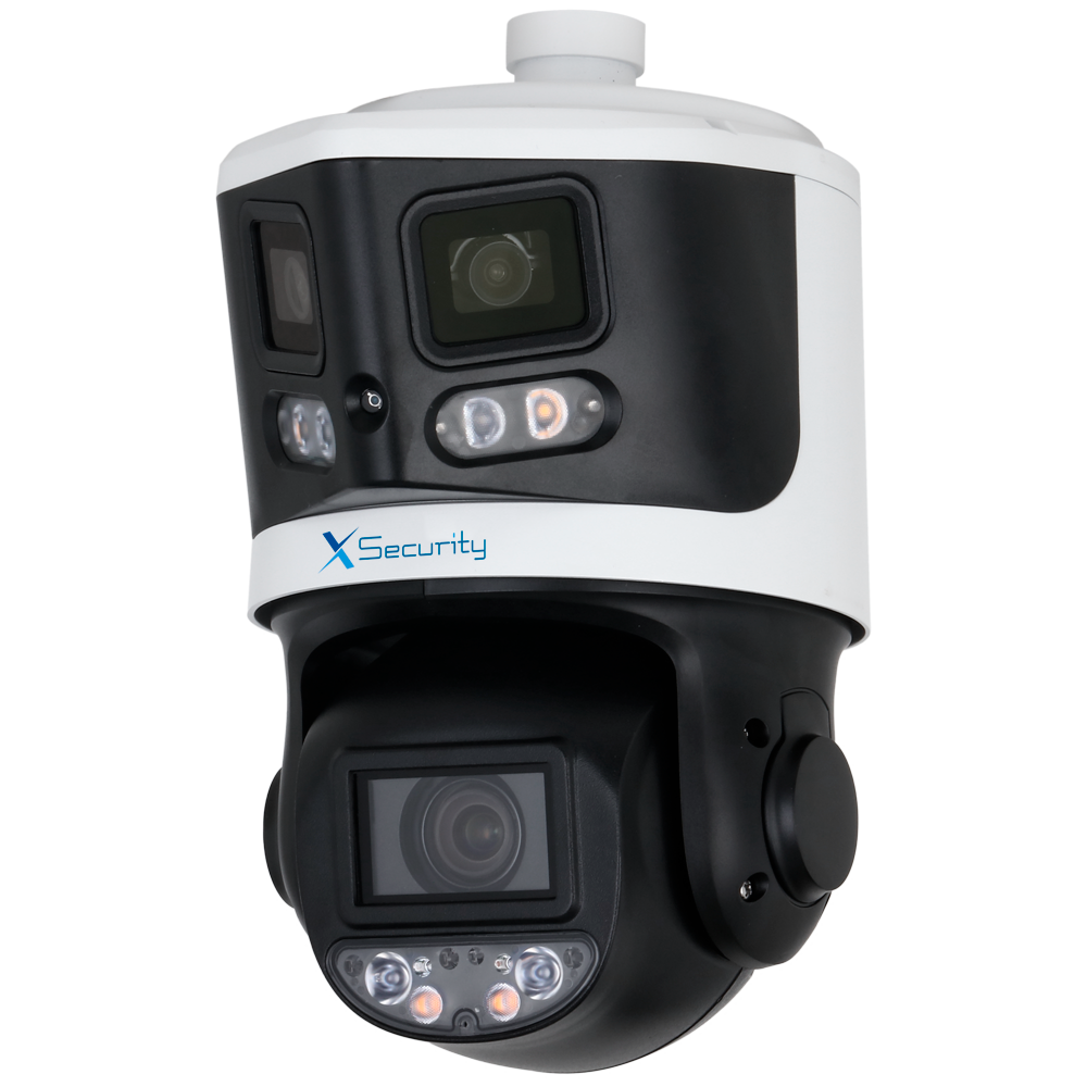 X-Security IP tandem gamma ULTRA - Doppia Ottica (Panoramica 8Mpx + PTZ 4Mpx) - Ottica PTZ 4~40 mm | 10X | PoE+ - Ottica panoramica 2.8 mm | Dual Light 70 m - AutoTracking | Allarmi | Audio | MicroSD | IP66 - IVS | SMD 4.0 | Smartlight | Face Capture