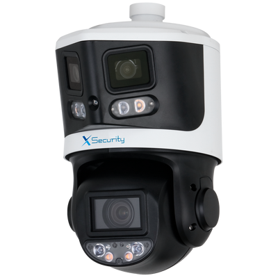 X-Security IP tandem gamma ULTRA - Doppia Ottica (Panoramica 8Mpx + PTZ 4Mpx) - Ottica PTZ 4~40 mm | 10X | PoE+ - Ottica panoramica 2.8 mm | Dual Light 70 m - AutoTracking | Allarmi | Audio | MicroSD | IP66 - IVS | SMD 4.0 | Smartlight | Face Capture