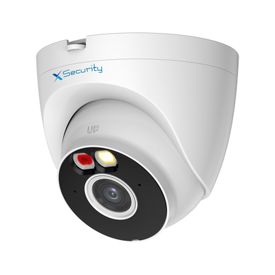 X-Security Cámara IP Turret WiFi - Resolución 5 Megapíxel (2880x1620) - Lente 2.8 mm | Alarma disuasoria - Dual Light alcance 30 m - Clasificación de humano y vehículo - MicroSD | IP67 | WiFi 6 | Micrófono y altavoz