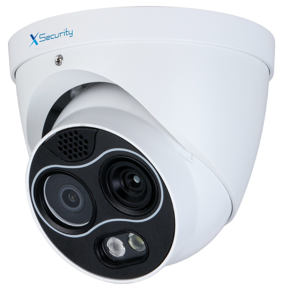 Telecamera termica Dual IP X-Security - 256x192 VOx | Ottica 7 mm - Sensore ottico1/2.7” 4 Mpx | Lente 8 mm - Sensibilità termica ≤40mK - Rilevazione antincendio e allarme - Audio | Allarmi | MicroSD | PoE