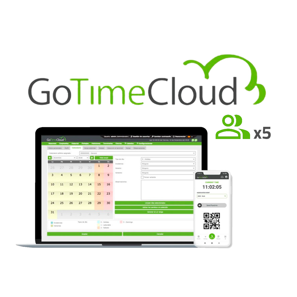 Licenza Cloud di rilevazione presenze - 5 utenti / 5 APP incluse - Monitoraggio da remoto con localizzazione GPS - Report di eventi problemi