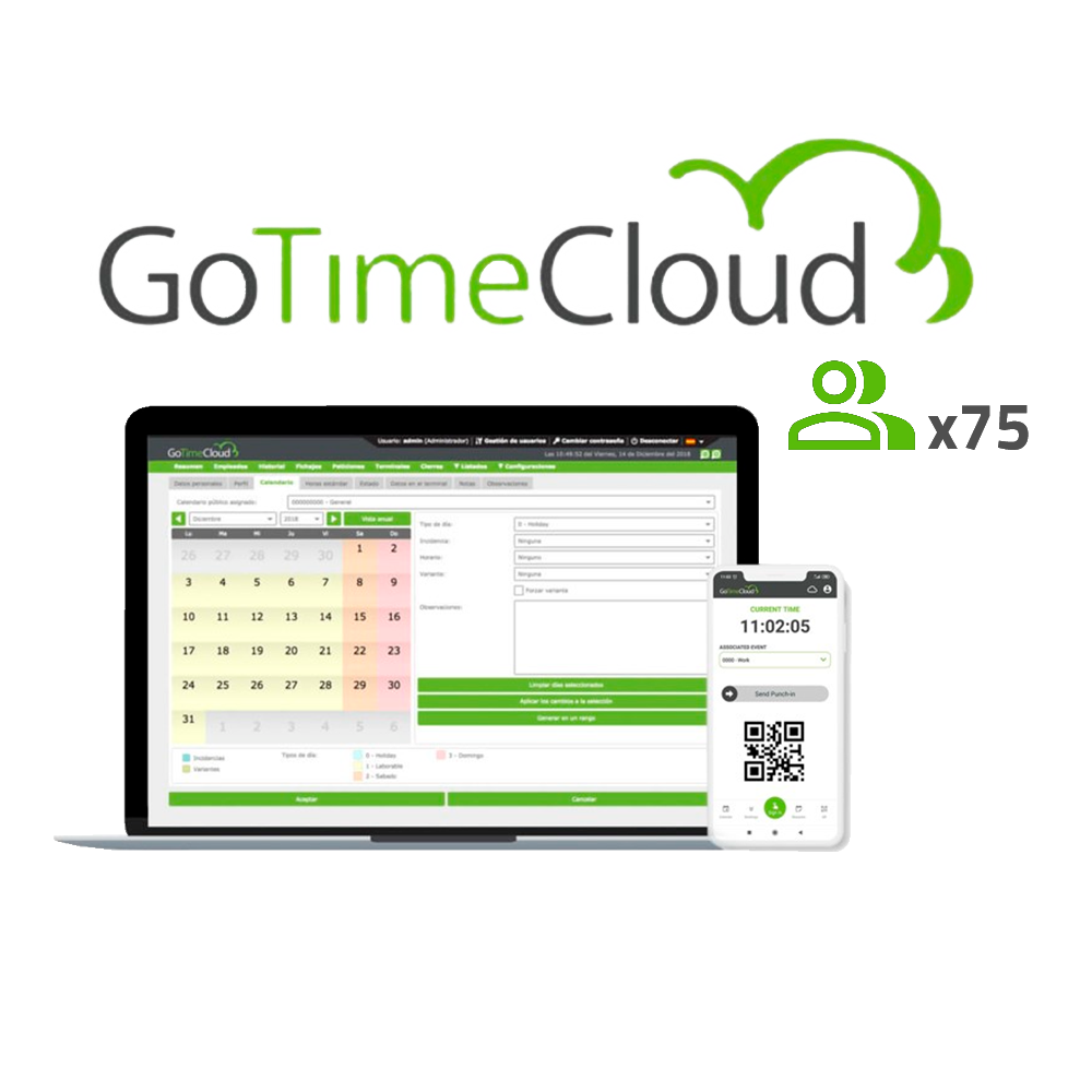 Licenza Cloud di rilevazione presenze - 75 utenti / 75 APP incluse - Monitoraggio da remoto con localizzazione GPS - Report di eventi problemi