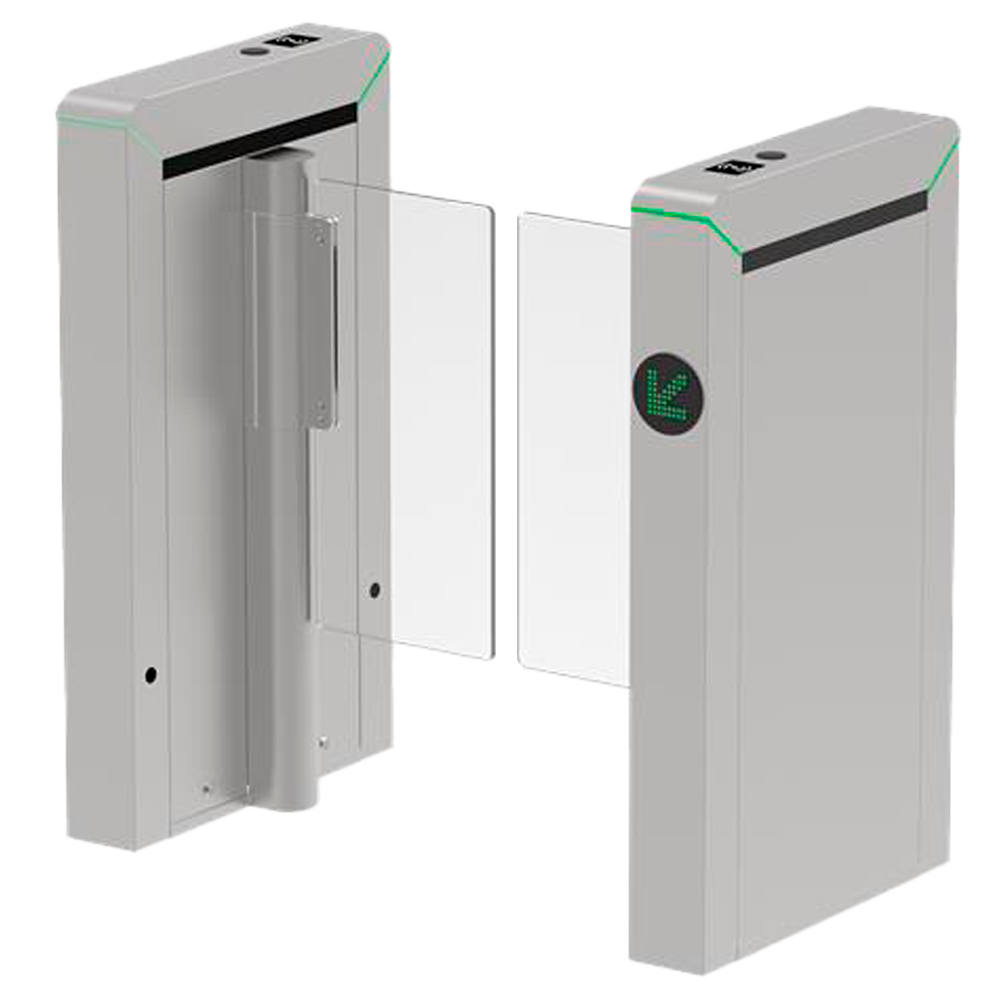 Tornello ad accesso bidirezionale - Portello compatto con barriera in acrilico pieghevole - Orari