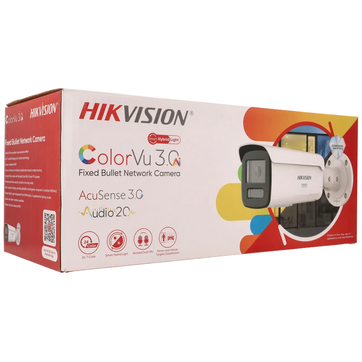 FENIVA | Hikvision - Telecamera bullet IP da 4 Mpx con ottica fissa - Angolo di visione: 111º, Serie: ColorVu, Colore: Bianco