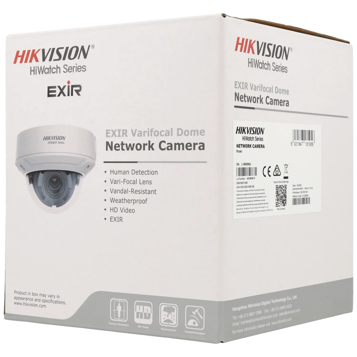 FENIVA | Hikvision - Telecamera minidome IP da 4 Mpx con ottica varifocale motorizzata (zoom) - Angolo di visione: 95.8° ~ 29.2°, Serie: HiWatch