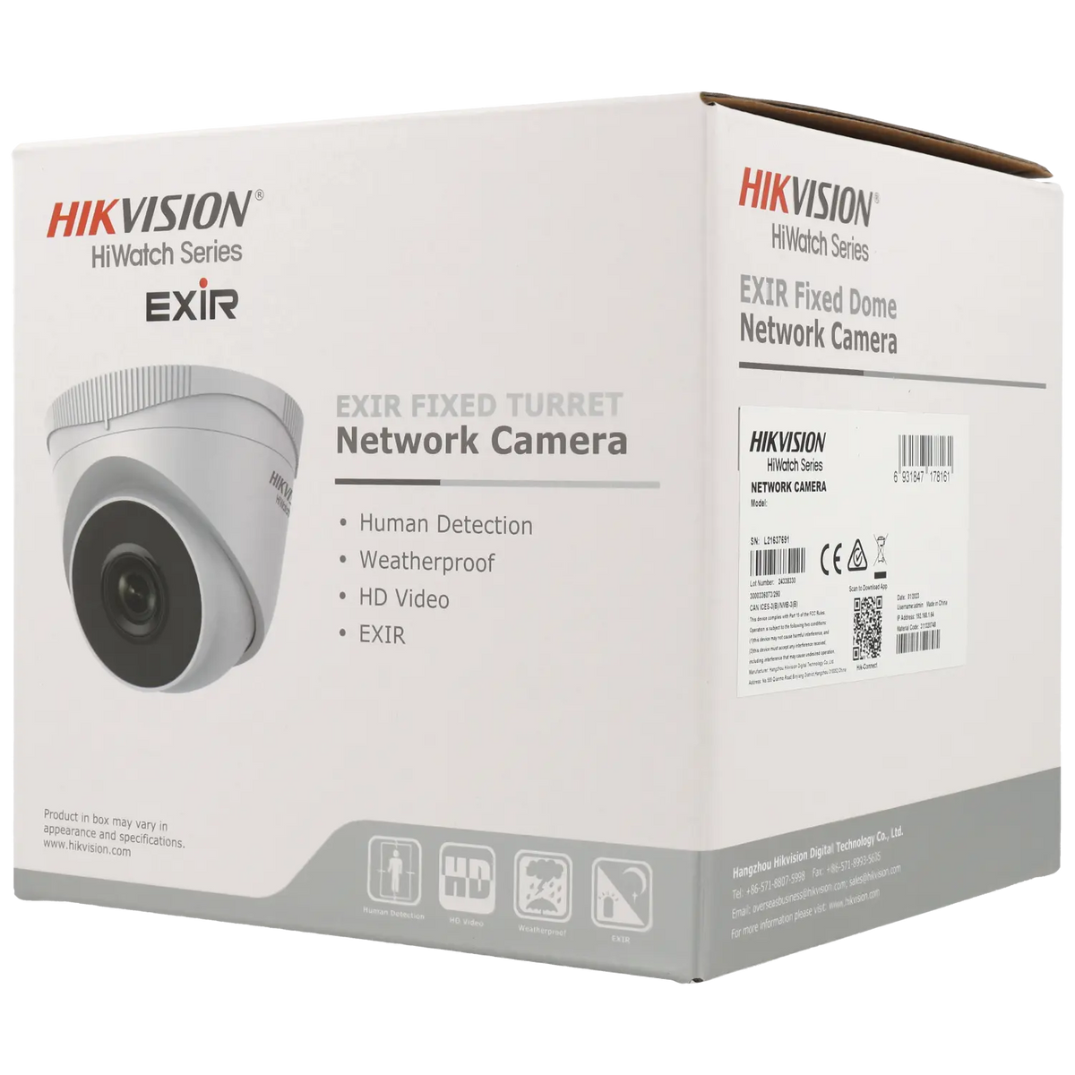 FENIVA | Hikvision - Telecamera minidome IP da 2 Mpx con ottica fissa - Angolo di visione: 104º, Serie: HiWatch
