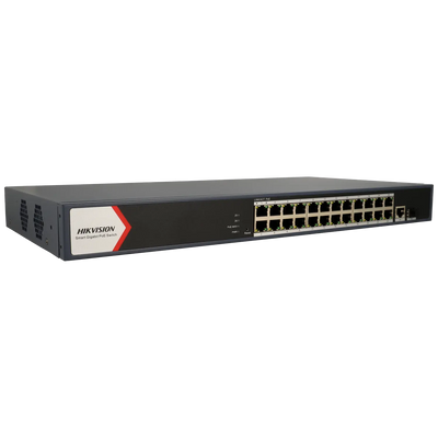 FENIVA | Hikvision - Switch cloud da 26 porte con 24 porte PoE - Installazione: Escritorio / Rack (1)