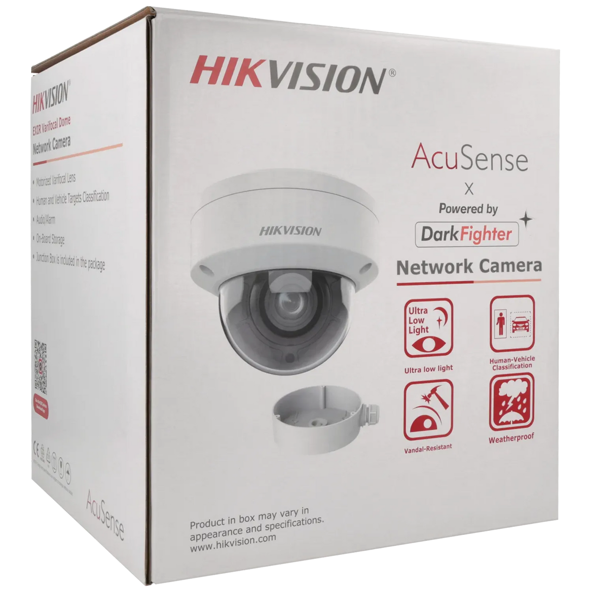 FENIVA | Hikvision - Telecamera minidome IP da 4 Mpx con ottica varifocale motorizzata (zoom) - Angolo di visione: 105.4° ~ 34.3°, Serie: Acusense, Colore: Bianco