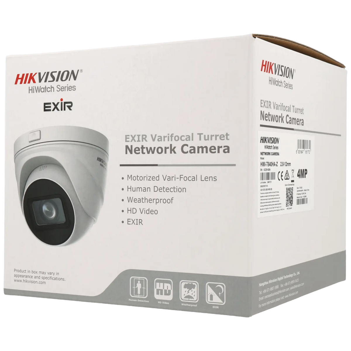 FENIVA | Hikvision - Telecamera minidome IP da 2 Mpx con ottica varifocale motorizzata (zoom) - Serie: HiWatch, Illuminazione minima: 0.005Lux