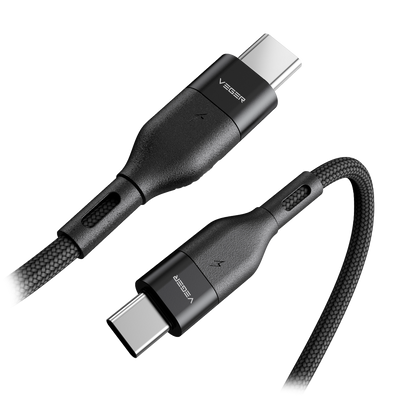 Veger - Cavo USB2.0 per portatili - Ricarica veloce PD65W - Da USB-C a USB-C - Guaina in metallo, Nylon intrecciato  - Lunghezza 1.2m