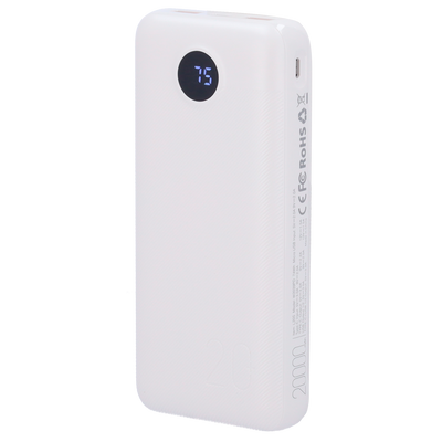 VEGER - Power bank con display LCD - Capacità 20000mAh - Ricarica veloce PD20W - Ingressi Micro-USB, USB-C, Uscite 2 USB-A - Carica 2 dispositivi contemporaneamente | Colore Bianco